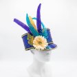 (afbeelding voor) Blauwe Pailletten hoed met bloem vlinder & veren