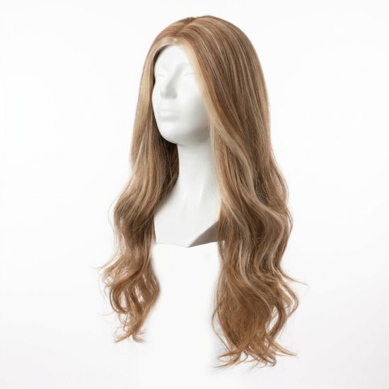 (afbeelding voor) Pruik Donker Blond Lang