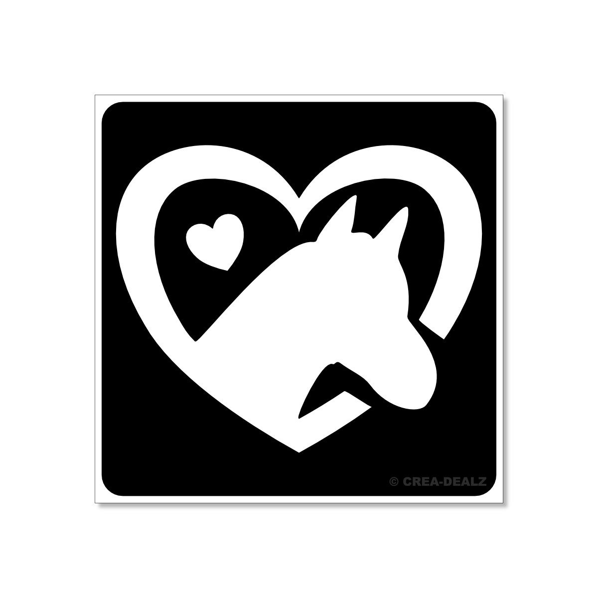 (afbeelding voor) Paard in hart (5x5cm) 9190